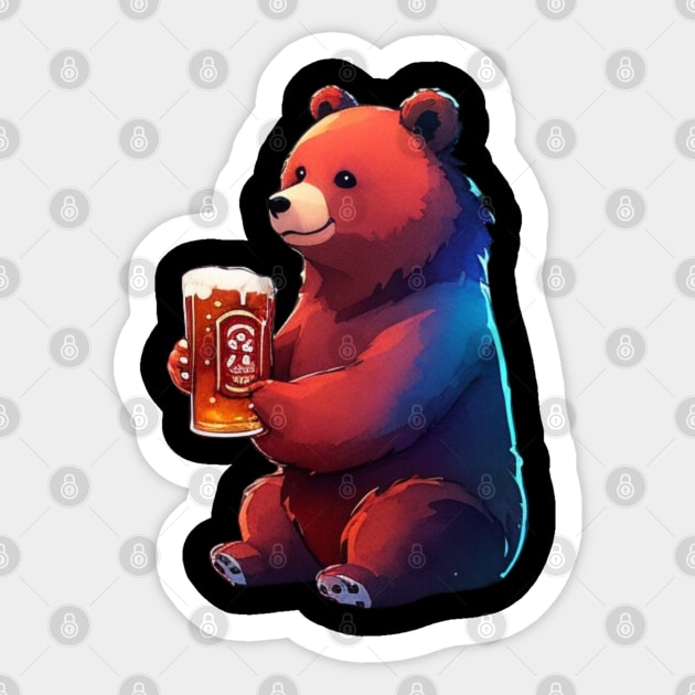 Bear and beer Sticker by Clouth Clothing 